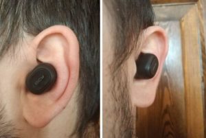 QCY T1C в ухе