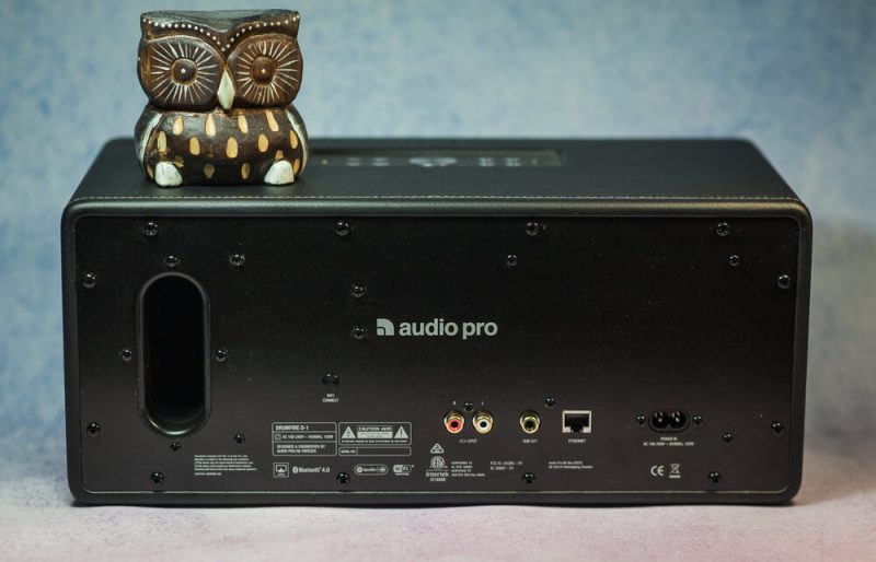 Audio Pro Drumfire D-1 сзади, разъёмы и фазоинвертор