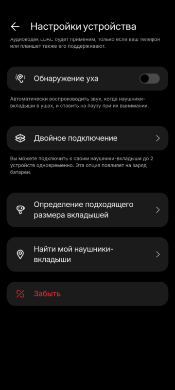 Приложение Nothing X - все дополнительные настройки