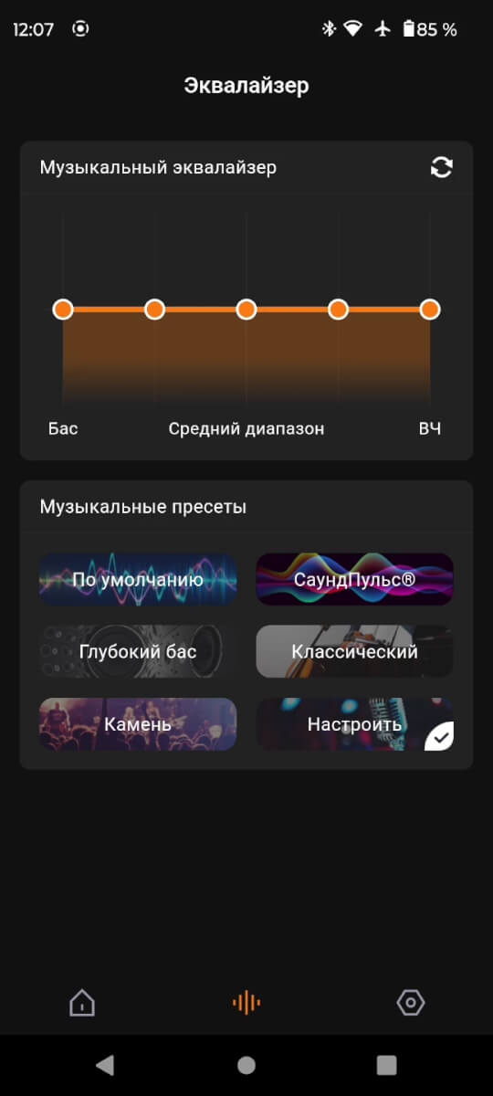 Готовые пресеты фирменного приложения.