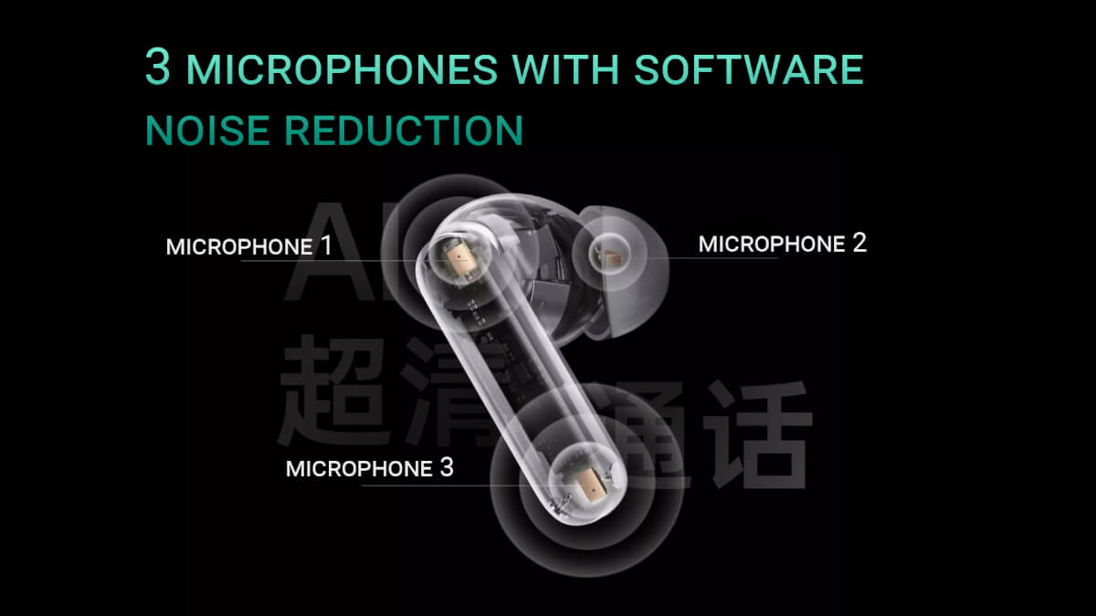 3 microphones with software noise reduction
