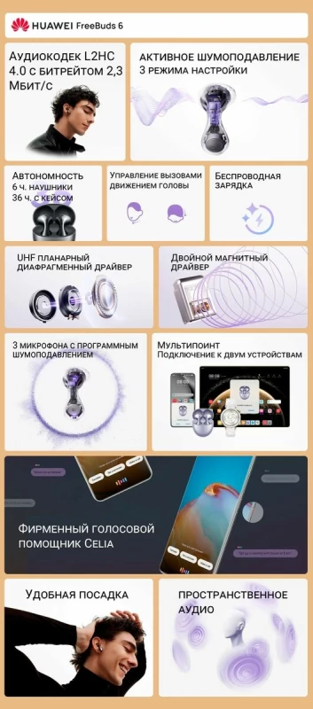 Huawei Freebuds 6 - основные возможности наушников