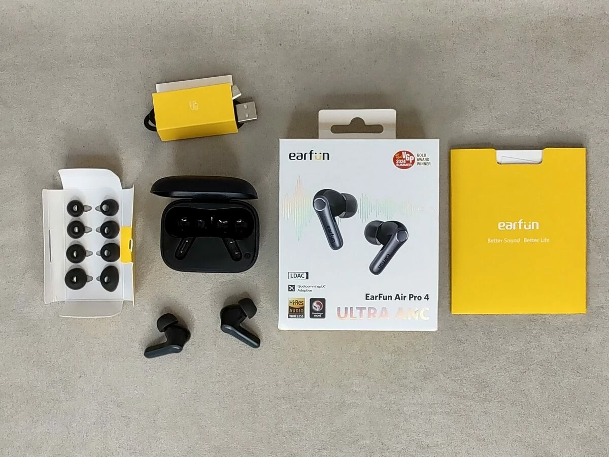ОБЗОР EarFun Air Pro 4 VS Realme Buds air 7 Pro - Лучшая Альтернатива с Кодеками LDAC и aptX Lossless 15 EarFun Air Pro 4 - комплектация