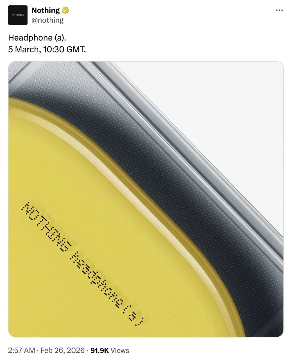 НОВЫЕ Большие Nothing Headphone (a) 2026 — Бюджетная Версия за $150 2 Nothing Headphone (a) — анонс в Twitter