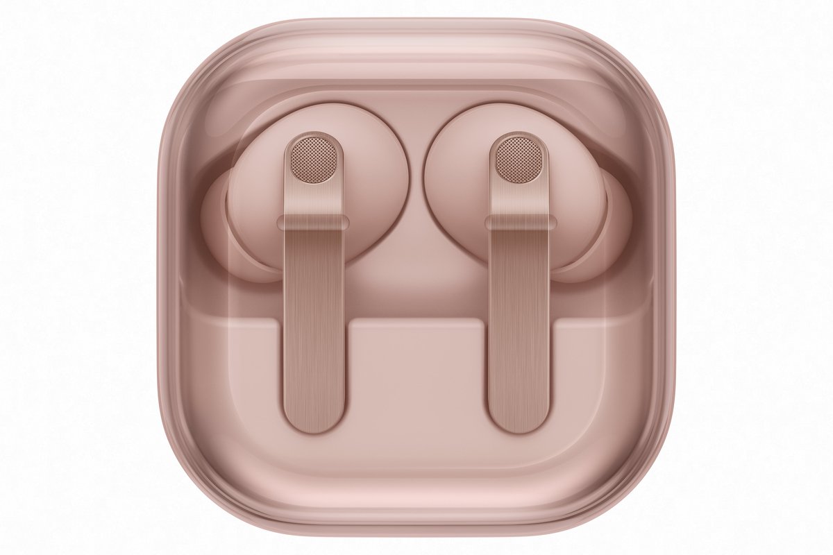 Samsung Galaxy Buds 4 Pro Pink Gold — кейс закрыт