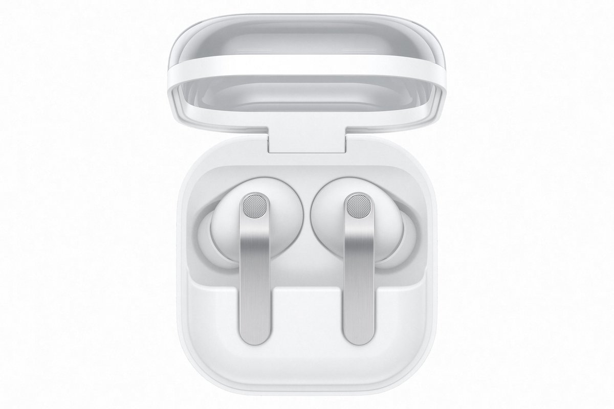 Samsung Galaxy Buds 4 Pro White — кейс открыт