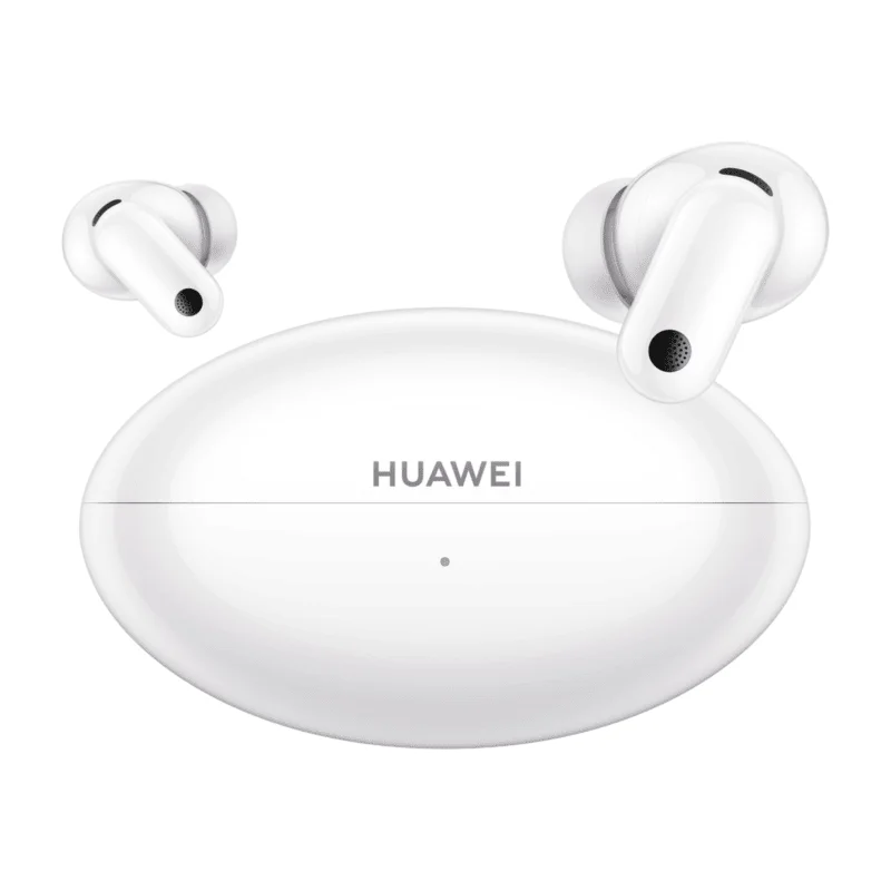 Нові Huawei FreeBuds Neo — Бездротові Міні Навушники з Bluetooth 6.0 та LDAC 4 Huawei FreeBuds Neo у кольорі Ice White — навушники та зарядний кейс на білому тлі