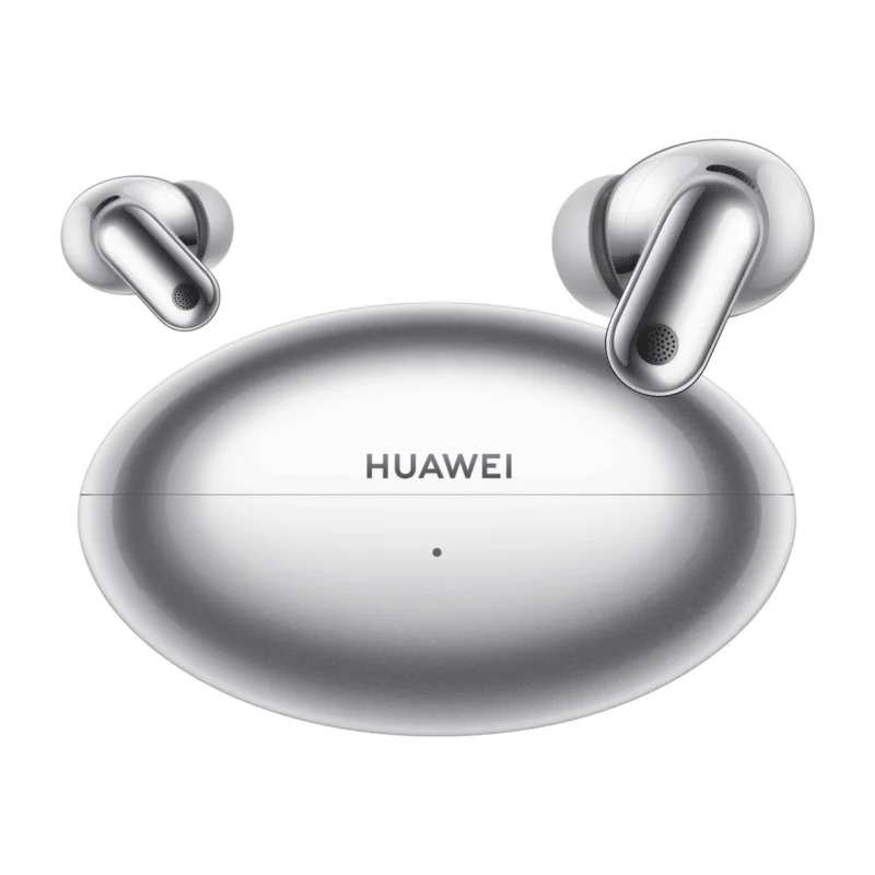 Нові Huawei FreeBuds Neo — Бездротові Міні Навушники з Bluetooth 6.0 та LDAC 2 Huawei FreeBuds Neo у кольорі Stellar Silver — навушники та зарядний кейс на білому тлі